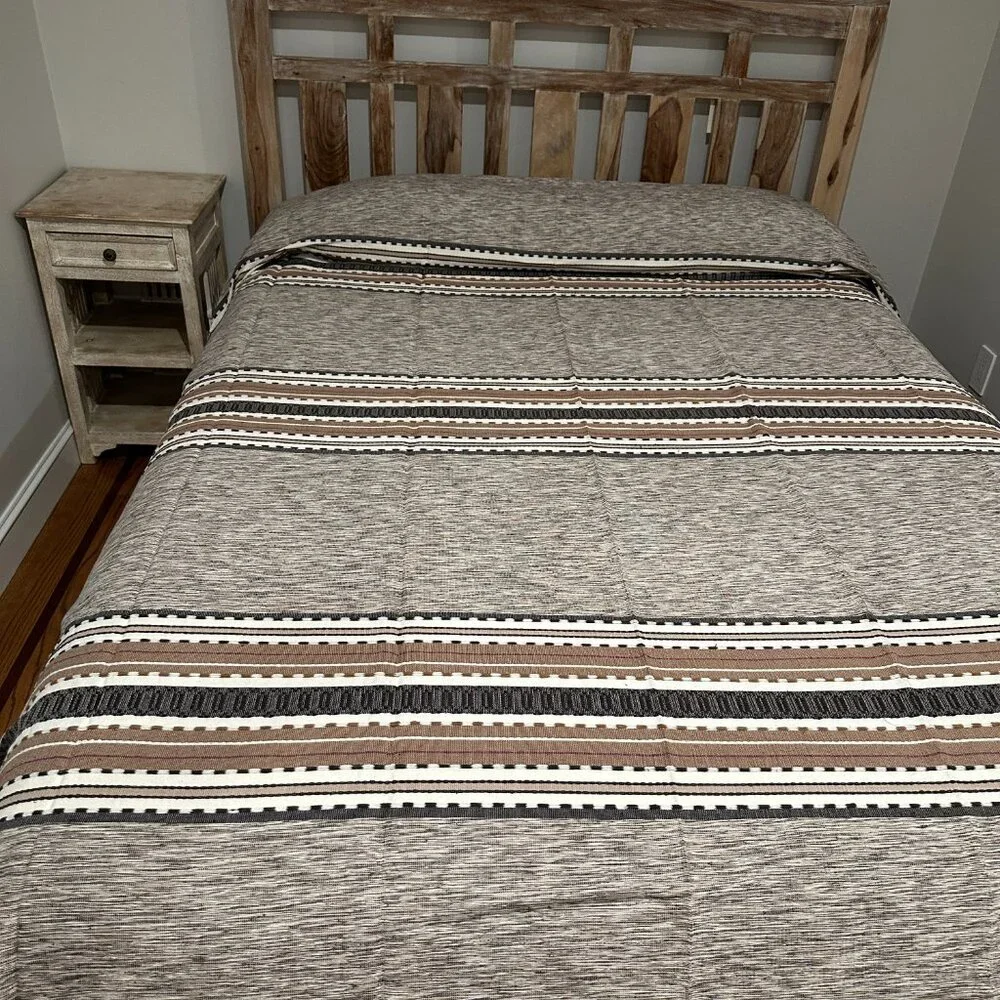 Queen Size Cotton Bedspread/Quilt. From Oaxaca Mex. Hand loom, Bed covers,